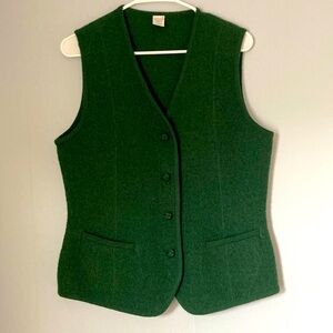 Lands End Boiled Wool Vest in Forest Green